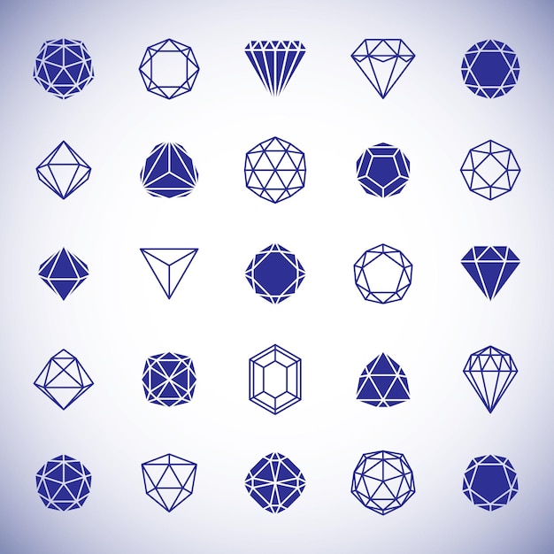 Collection of vector abstract geometric figures best for use as elegant business logo. diamond design element.