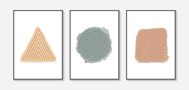 Collection of vector abstract wall art. Boho color shapes. Artistic design for poster, print,