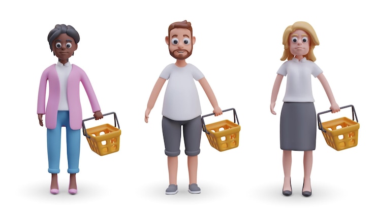 Vector collection of vector buyers on white background male and female character