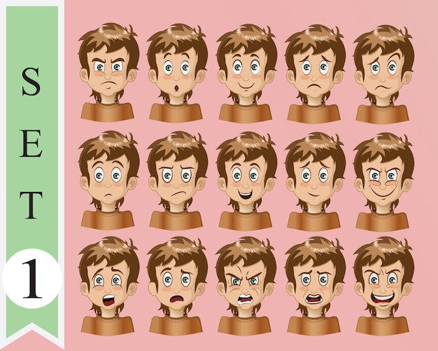 Vector collection of vector cartoon emotion face