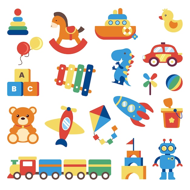 Vector collection of vector colorful children's toy sets