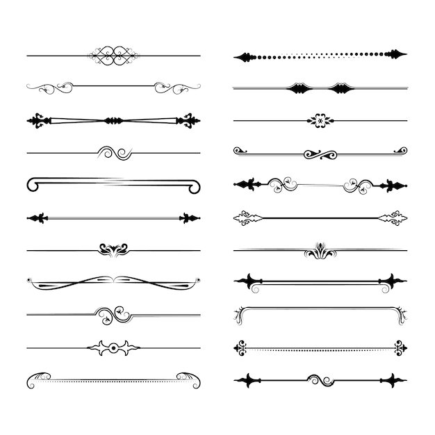 Vector collection of vector dividers.