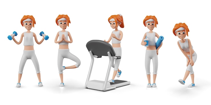 Vector collection of vector female athletes on white background female character