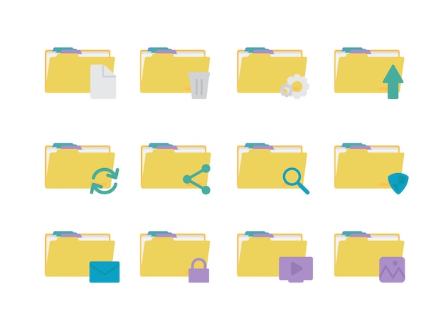 collection of vector flat icons a folder for files documents files etc