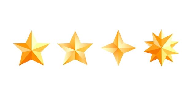 A collection of vector gold stars on a transparent background