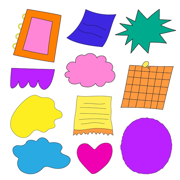 Collection of vector hand drawn doodle frame blocks blank bubble frame