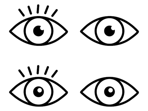 Collezione di icone vettoriali che rappresentano diversi disegni di occhi