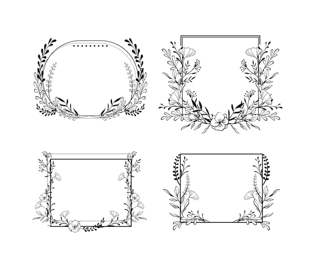 Collection Vector illustration of Floral Frames