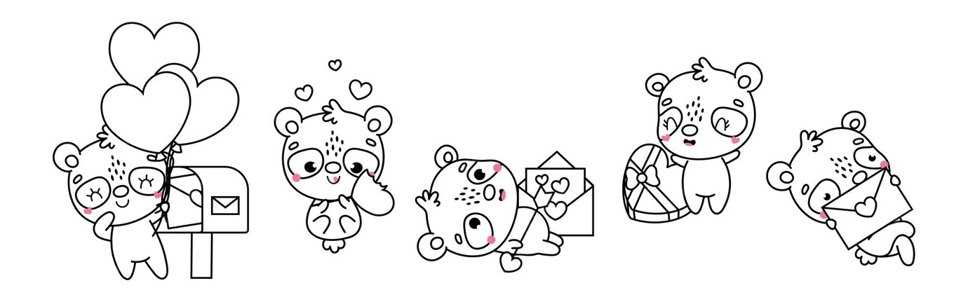 Premium Vector | Collection of vector panda outline art set of isolated