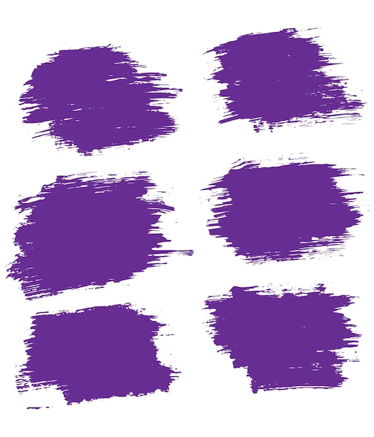 Collection of vector purple color brushes grunge banner artistic design background