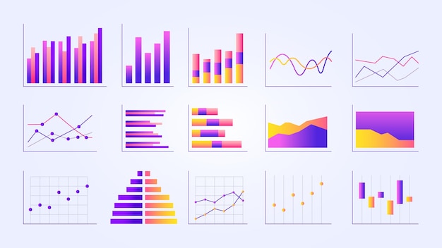 a collection of vector random charts for online business presentations and infographics.