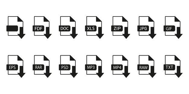 Collection of vector sign icons download file icons. Vector illustration eps 10