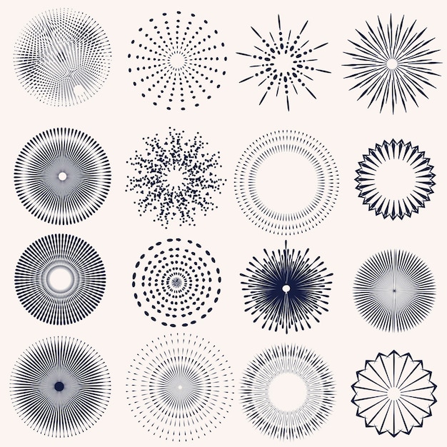 Collection of vector sunburst for design