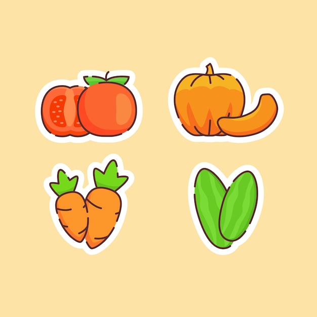 Collection of vegetables isolated on beige