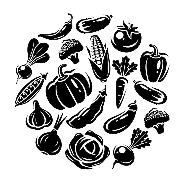 Vector collection of vegetables set vector illustration