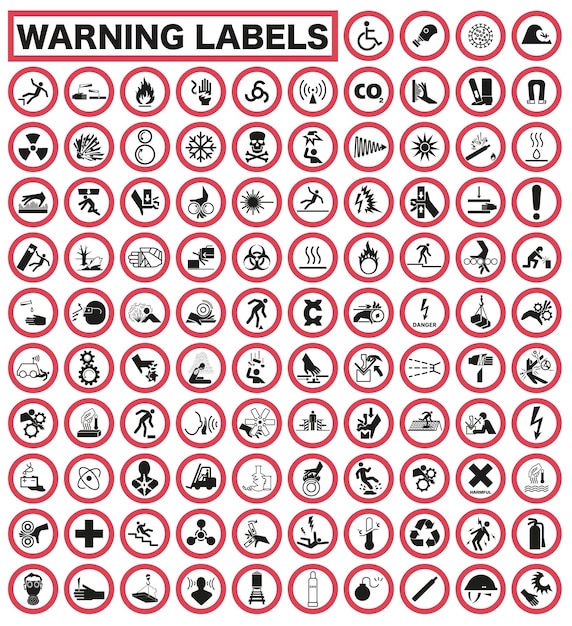 Vector collection of warning and safety signs set of safety and caution signs