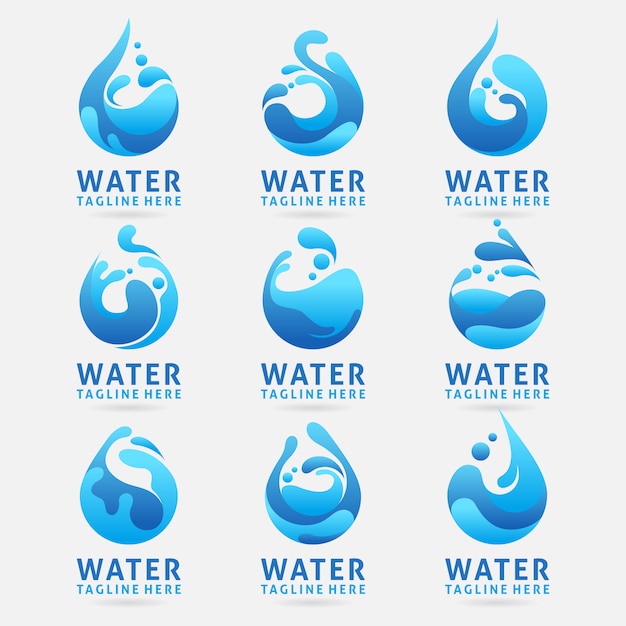 Collection of Water logo design with splash effect