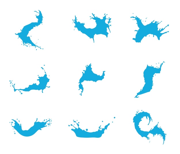 Vettore una raccolta di spruzzi d'acqua per composizioni artistiche