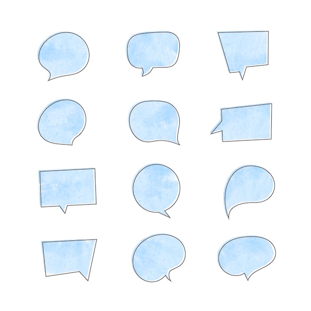 Collection of watercolor chat dialogue balloons