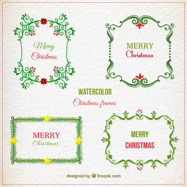 Collection of watercolor christmas frames