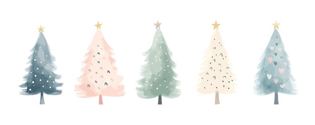 Collection of watercolor christmas trees