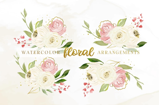 Collection of watercolor floral arrangements