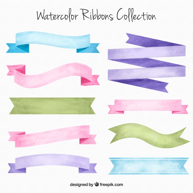 Vector collection of watercolor ribbons