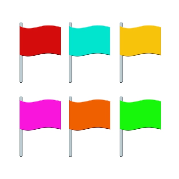 Collection of Wavy Flags in Different Colors
