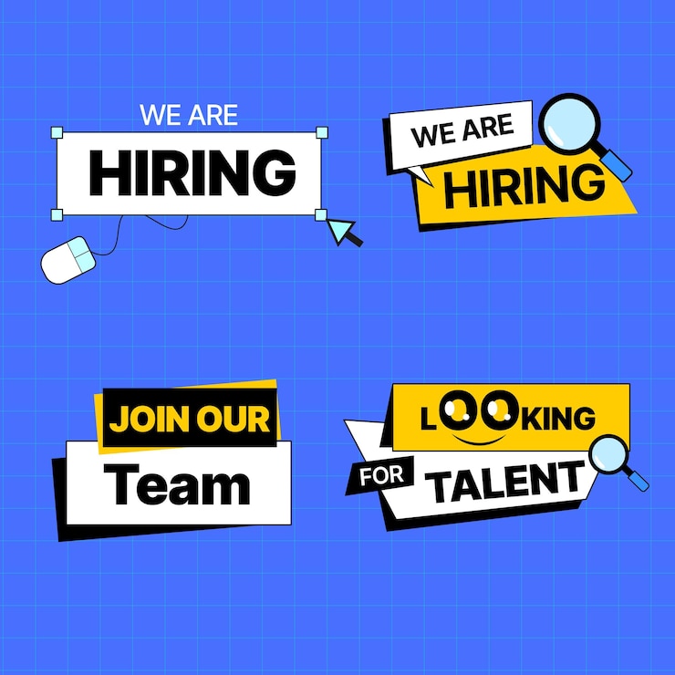 Vector collection of we are hiring banners with geometrical shapes