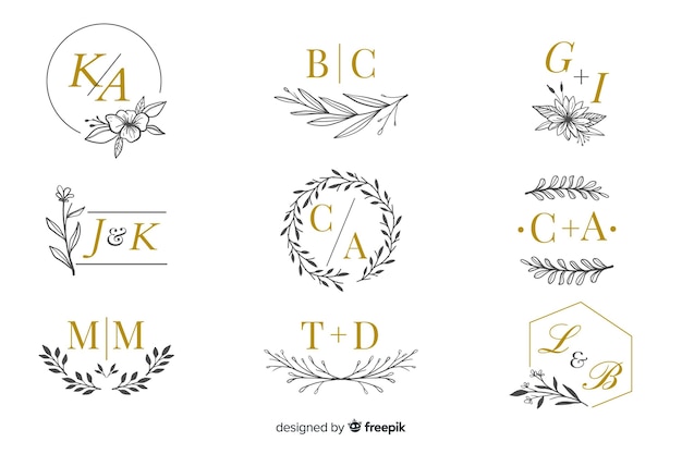 Premium Vector, Collection of wedding monogram logos