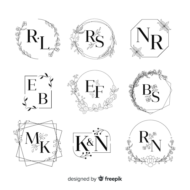 Collection of wedding monogram logos