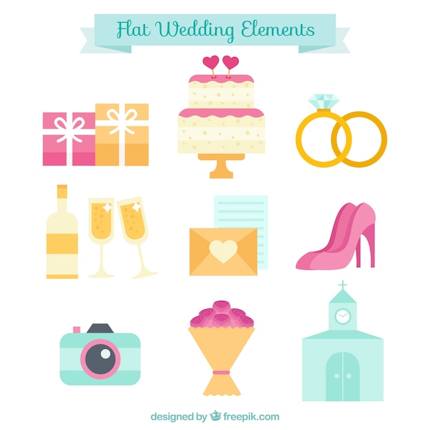 Vector collection of wedding related objects