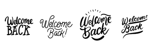 Vector collection of welcome back text banner isolated on transparent background hand drawn vector art