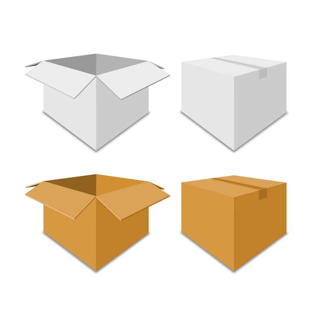 Vector collection white and brown box packaging