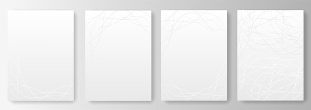 Collection of white gray backgrounds with abstract lines waves