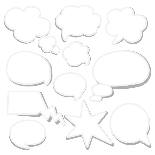 Vector a collection of white speech bubbles with a white background.