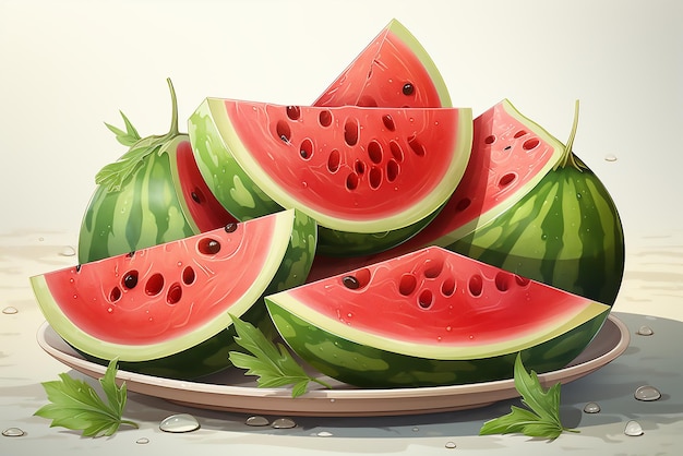 Collection of whole and cut watermelon fruits isolated on white background