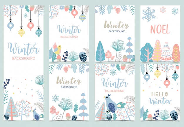 Collection of winter background set