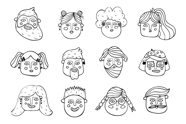 Vector collection with cartoon human heads