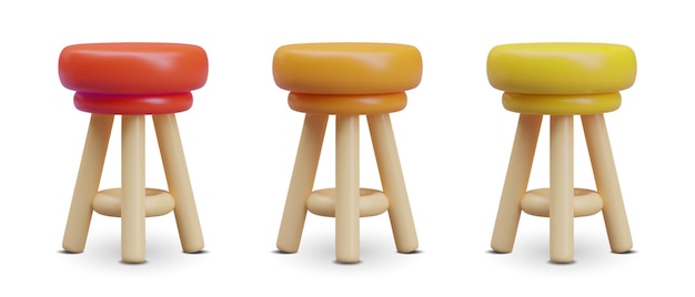 Vector collection with different chairs with red orange and yellow seats