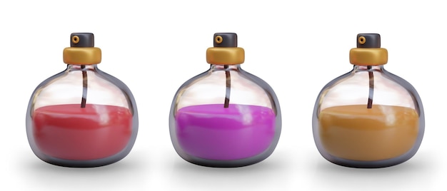 Коллекция со стеклянными бутылками для парфюмерии Косметический продукт с аэрозолем и красным