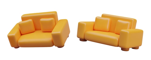 ベクトル 枕付きの現実的なソファのコレクション 柔らかい家具のコンポジション