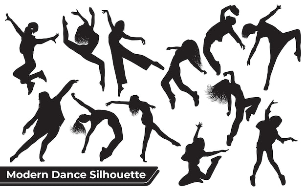 Collection of Woman Modern dance silhouettes in different poses