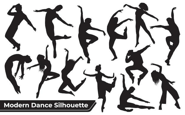 Collection of Woman Modern dance silhouettes in different poses