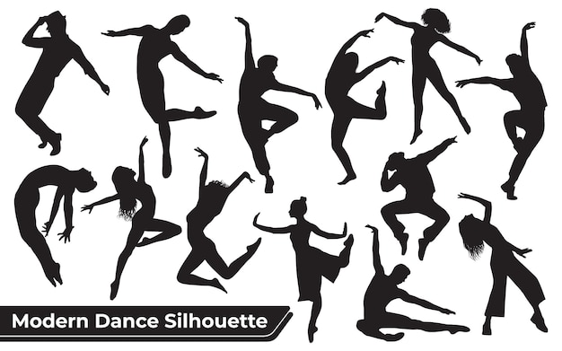 Collezione di sagome di danza moderna donna in diverse pose