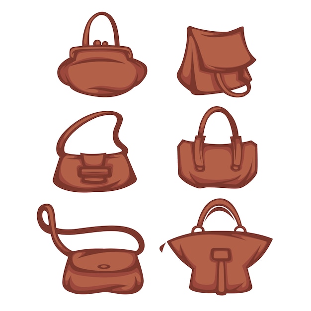 Vector collection of woman's accessories, bags and purse