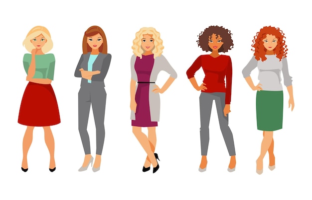 Vector collection women in office clothes