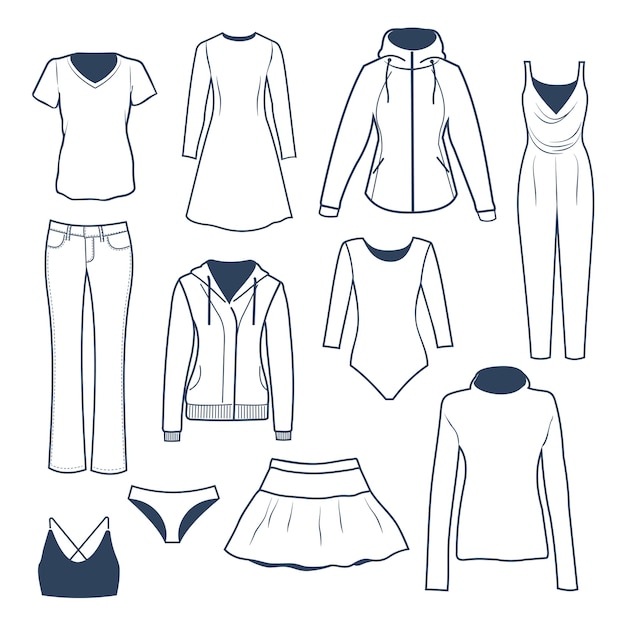 Collection of women's clothing illustration