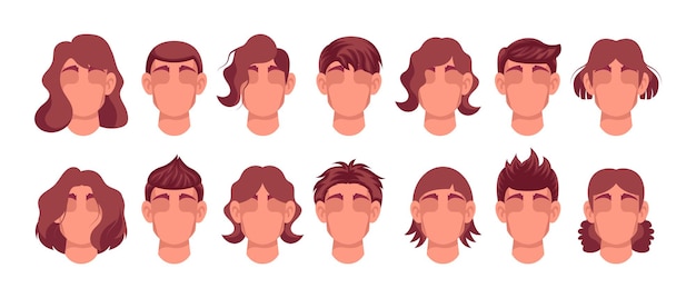 Vector collection of women's and men's hairstyles