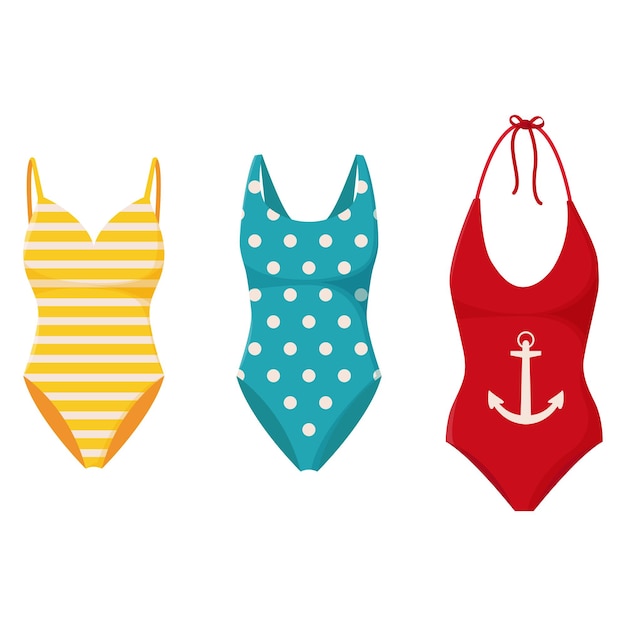 Collection of women's swimwear Set of fashionable swimsuits Women's swimsuits for summer vacation